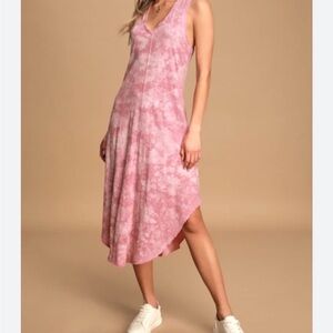 Z Supply Pink Tie-Dye High Low Dress